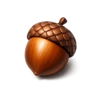 Acorn isometric 3D icon for forest, autumn, and nature themed designs
