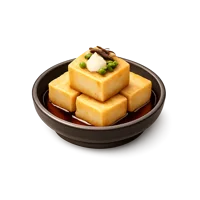 Isometric 3D Agedashi Tofu icon, a Japanese fried tofu dish for food menus, restaurant apps, and culinary designs.