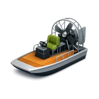 Isometric 3D airboat icon for free download, suitable for transport, boating, and wetland travel designs.
