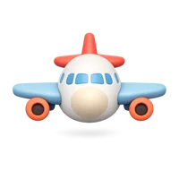 Front-facing airplane 3D icon for travel, aviation, and transportation UI design