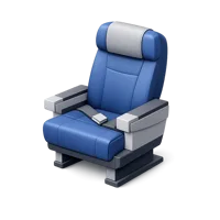 Isometric 3D airplane seat icon for airline cabin, flight booking, and air travel design