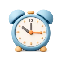 Front-facing alarm clock 3D icon for reminder, schedule, and time management UI