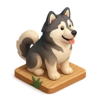 3D isometric icon of Alaskan Malamute