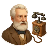 3D isometric icon of Alexander Graham Bell