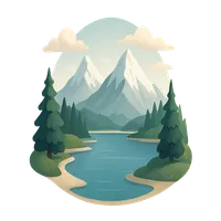 3D isometric icon of Alpine Lake