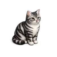 American Shorthair isometric 3D icon for pet, cat breed, and veterinary content