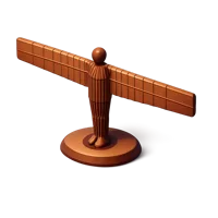 Isometric 3D icon of the Angel of the North landmark sculpture in Gateshead, available as a free download