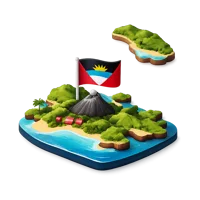Isometric 3D Antigua and Barbuda icon for travel, geography, and country themed designs