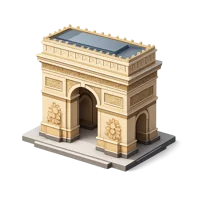 Isometric 3D Arc de Triomphe icon for Paris travel, tourism, and famous landmark designs