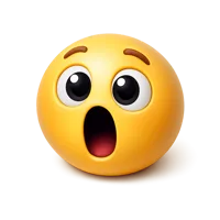 Astonished face isometric 3D icon with a shocked emoji expression for reactions, chat apps, and UI design
