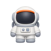 Front-facing astronaut 3D icon in a premium non-isometric UI style, free to download for space and education designs.