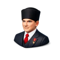 Isometric 3D Ataturk icon for history, education, biography, and cultural design projects
