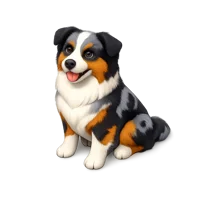 Australian Shepherd isometric 3D icon for pet, dog breed, and veterinary content