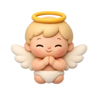 Baby Angel front-facing 3D UI icon in a premium cute character style, free to download for apps and festive designs.