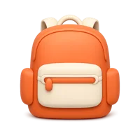 Front-facing backpack 3D icon for travel, school, packing, and organization UI design