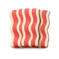 Bacon 3D icon in a premium front-facing style for food, breakfast, and menu UI design