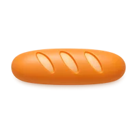 Front-facing baguette bread 3D icon in a premium non-isometric UI style, free to download.