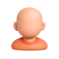 Front-facing 3D icon of a bald person with dark skin tone for avatar, profile, and inclusive UI design