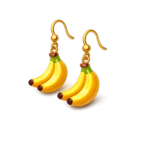 Banana Earrings isometric 3D icon, free quirky fruit jewelry accessory for fashion and boutique design projects.