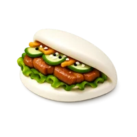 Isometric 3D Bao Bun icon for Asian food menus, restaurant branding, and delivery app visuals