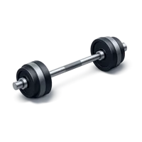 Isometric 3D barbell icon for gym, fitness, workout, and strength training designs