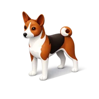 Basenji isometric 3D dog icon for pet, canine, and animal-themed designs