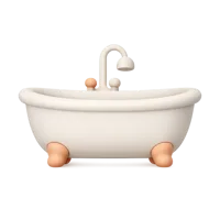 Front-facing bathtub 3D icon for bathroom, home, and interior design UI