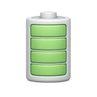 Front-facing battery 3D UI icon for power, charging, and device status interfaces