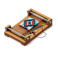 Isometric 3D bead loom icon for jewelry making, bead weaving, and craft tool visuals
