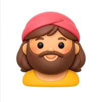 Front-facing premium 3D icon of a bearded woman for avatars, identity, and inclusive UI design