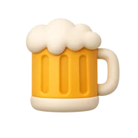 Front-facing beer mug 3D icon for bar, pub, beverage, and restaurant UI design