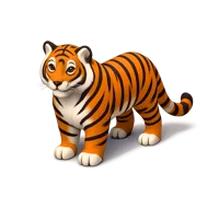 Bengal Tiger isometric 3D icon for wildlife, zoo, and nature-themed design projects