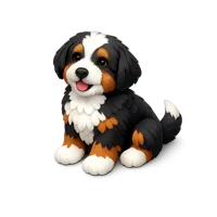 Bernedoodle isometric 3D icon for pet care, dog breed, and animal-themed design projects
