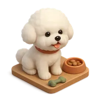 3D isometric icon of Bichon Frise