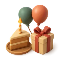 3D isometric icon of Birthday
