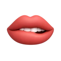 Front-facing biting lip 3D icon for emotion, flirting, reaction, and messaging UI design