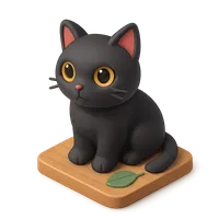 3D isometric icon of Black Cat