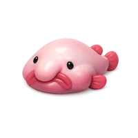 Isometric 3D blobfish sitting in a teacup, free quirky animal icon for creative and marine themed designs.
