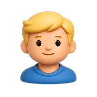 Front-facing 3D icon of a blond man with a medium-dark skin tone for profile, avatar, and UI design use.
