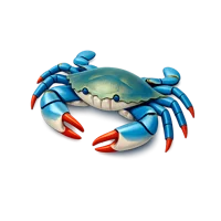 Blue Crab isometric 3D icon for seafood, marine life, coastal, and ocean themed designs