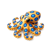 Blue-ringed octopus isometric 3D icon for marine life, ocean, and wildlife themed designs