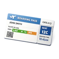 Boarding pass isometric 3D icon for airport, airline, and flight travel interfaces