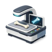 Isometric 3D bone scanner icon for medical imaging, bone density testing, and healthcare diagnostics