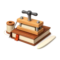 Bookbinding isometric 3D icon for publishing, crafts, education, and handmade book design