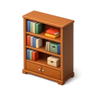 Bookcase isometric 3D icon for furniture, library, and interior design use