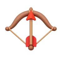 Front-facing bow arrow 3D icon for archery, fantasy, and sports UI design