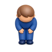 Front-facing 3D icon of a bowing man with dark skin tone for greeting, respect, and etiquette UI designs.