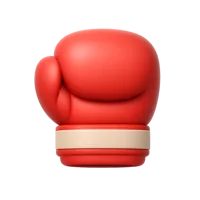 Front-facing boxing glove 3D icon for sports, fitness, and combat sports UI design