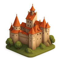 3D isometric icon of Bran Castle