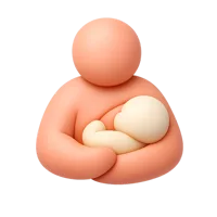 Front-facing breastfeeding 3D icon with light skin tone, designed for parenting, maternal health, and baby care UI.